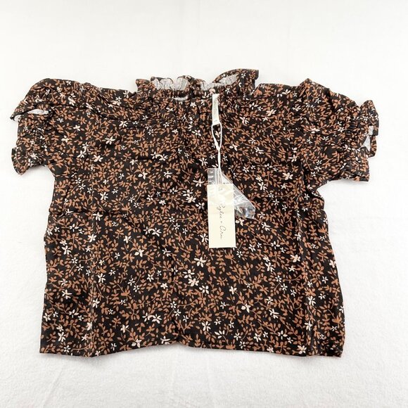 NWT Rylee + Cru  stella blouse  winter bloom floral black brown 2-3y - Picture 2 of 5